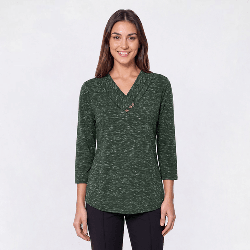 Petite Hasting & Smith 3/4 Sleeve Pleat Crossover V-Neck Tee alternate view